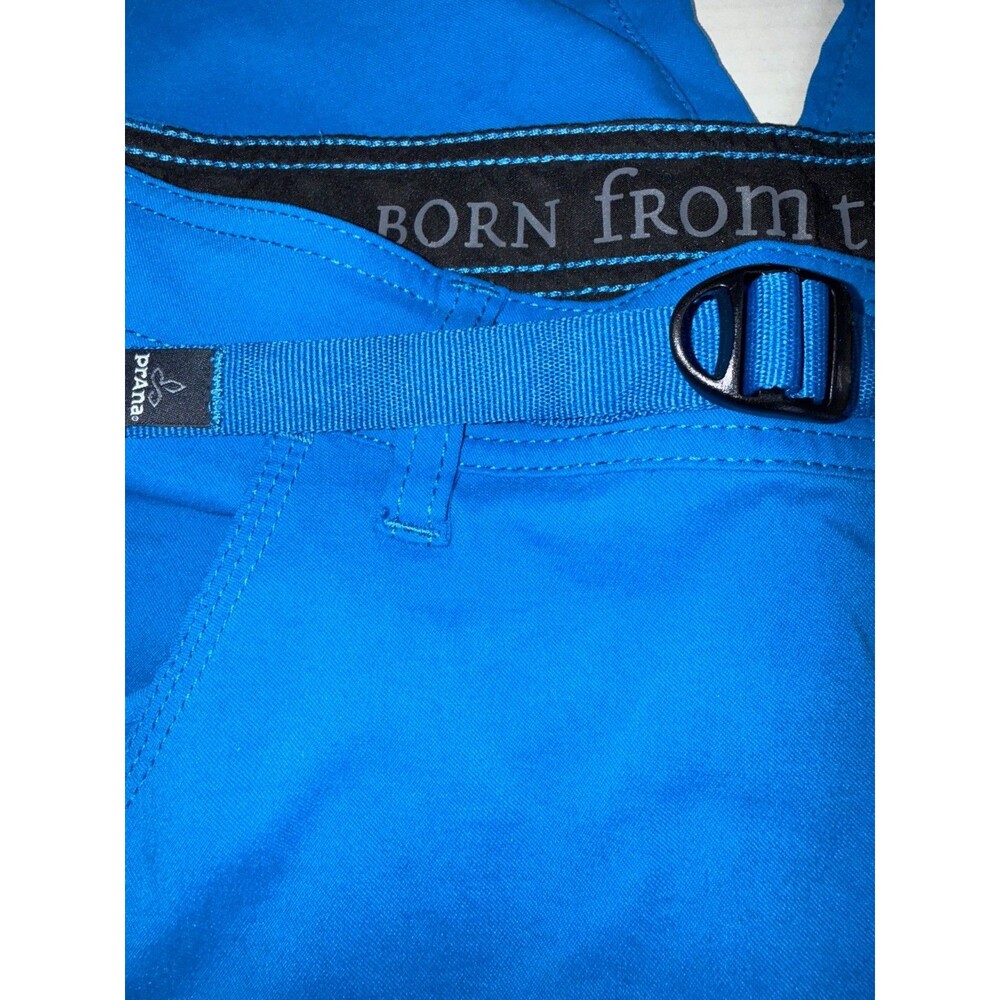PrAna Cargo Shorts Men's W 33 Bright Blue Lightweight Nylon Belted 12 inch Ins - Picture 2 of 10